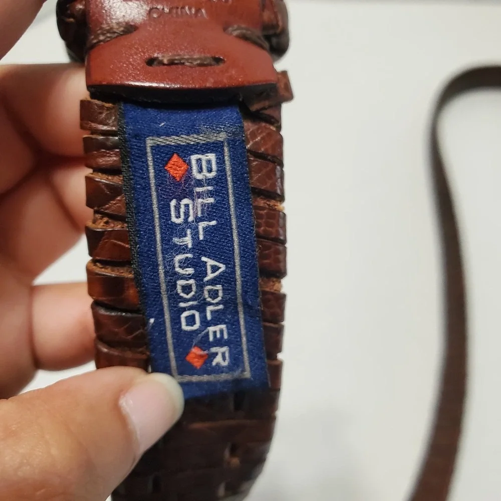 Vintage Brown Italian Calf Leather Woven Braided‎ Belt Size 42 BA300416 Men's